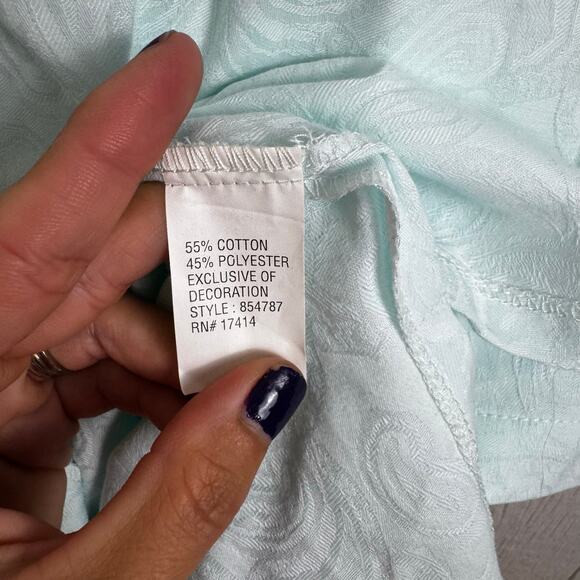 Miss Elaine Button Front Nightgown Robe Size Medium Pale Mint Green Blue Seafoam - Picture 6 of 7